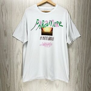 Paramore 2023 North America Concert Tour T Shirt Large White 2 Sided Cotton